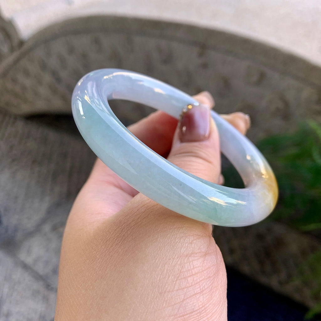 糯冰种黄翡圆条手镯（54.2mm）（yc276214）