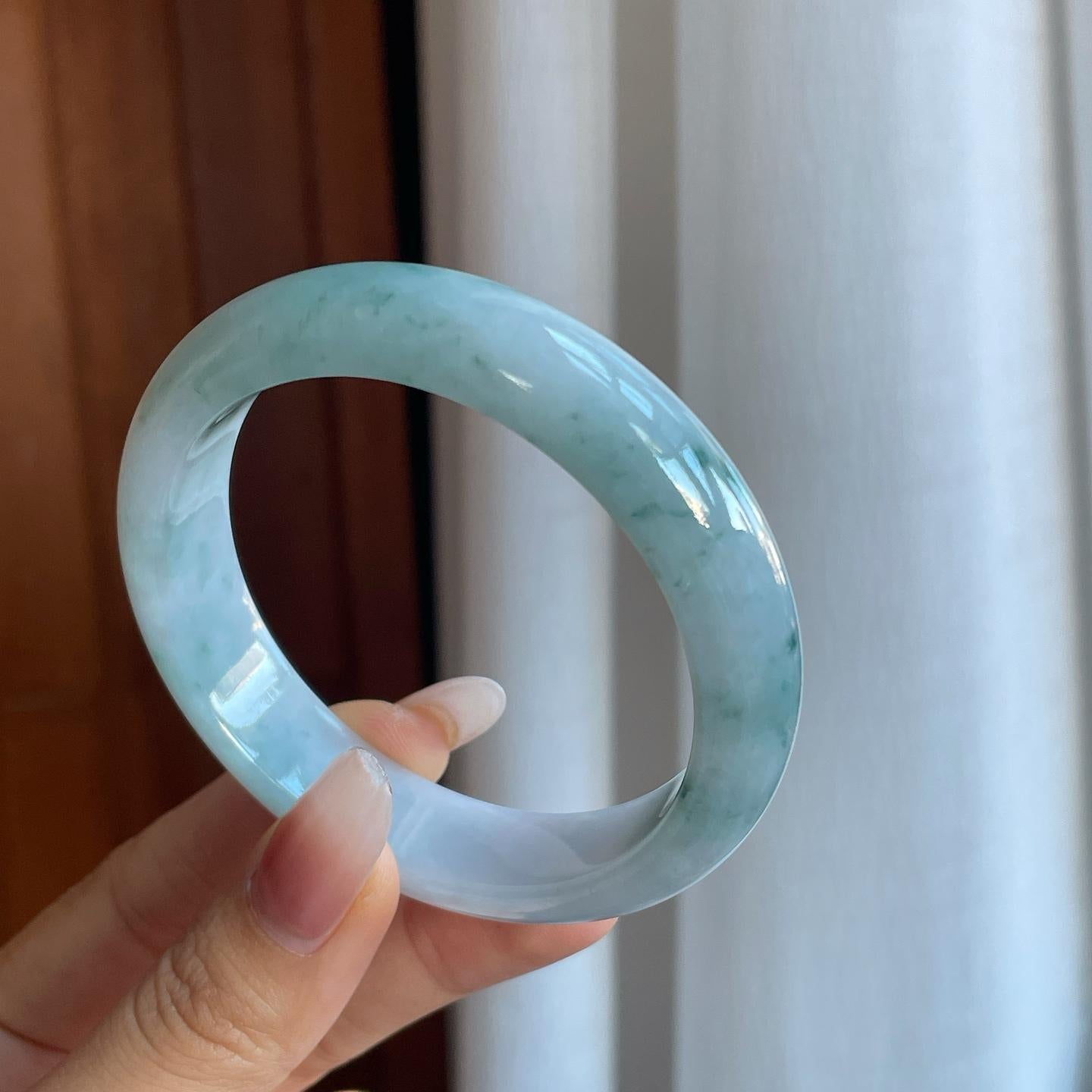 糯冰飘花翡翠平安镯（58.6mm）（yc266507）