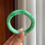糯冰带色翡翠平安镯（54.5mm）（yc400204）