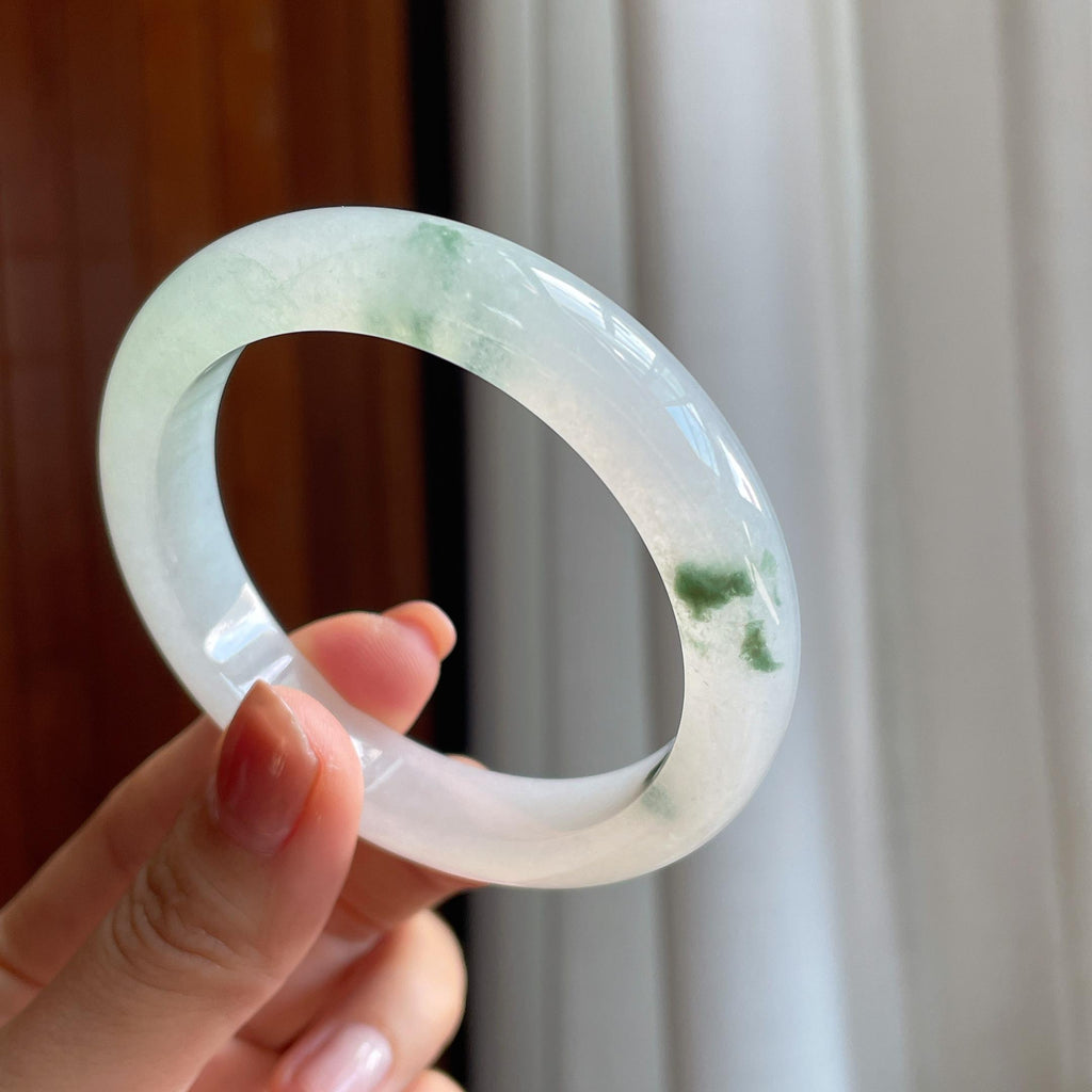 糯冰飘花翡翠平安镯（55mm）（yc285959）