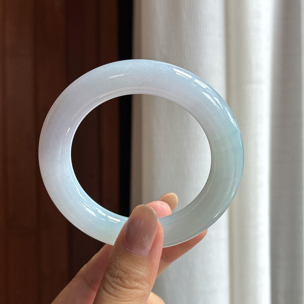 糯冰淡春彩翡翠圆条手镯（54mm）（yc420194）
