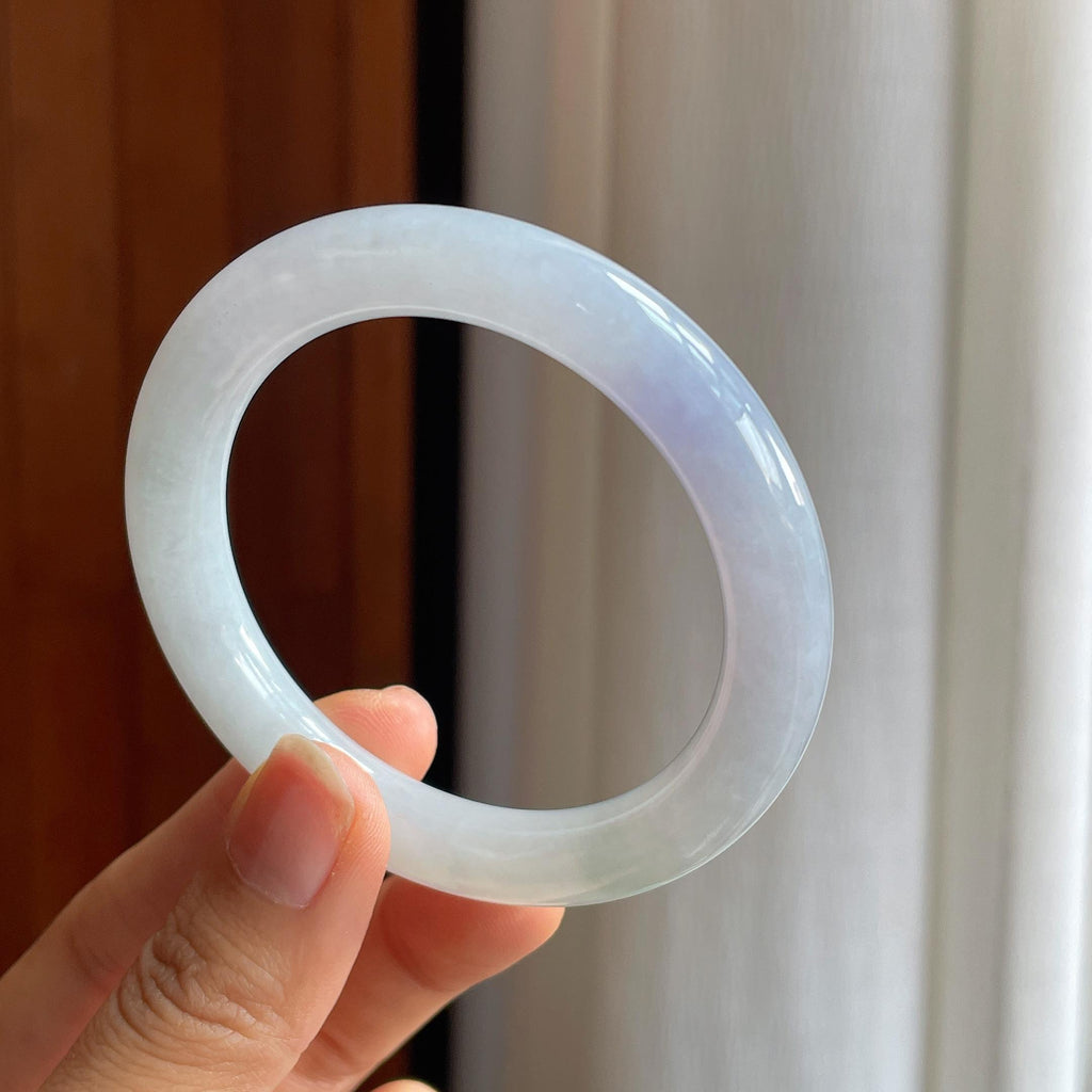 糯冰淡紫罗兰翡翠圆条手镯（52.3mm）（yc373954）