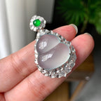 18K金钻镶冰种无色葫芦吊坠（yc255603）