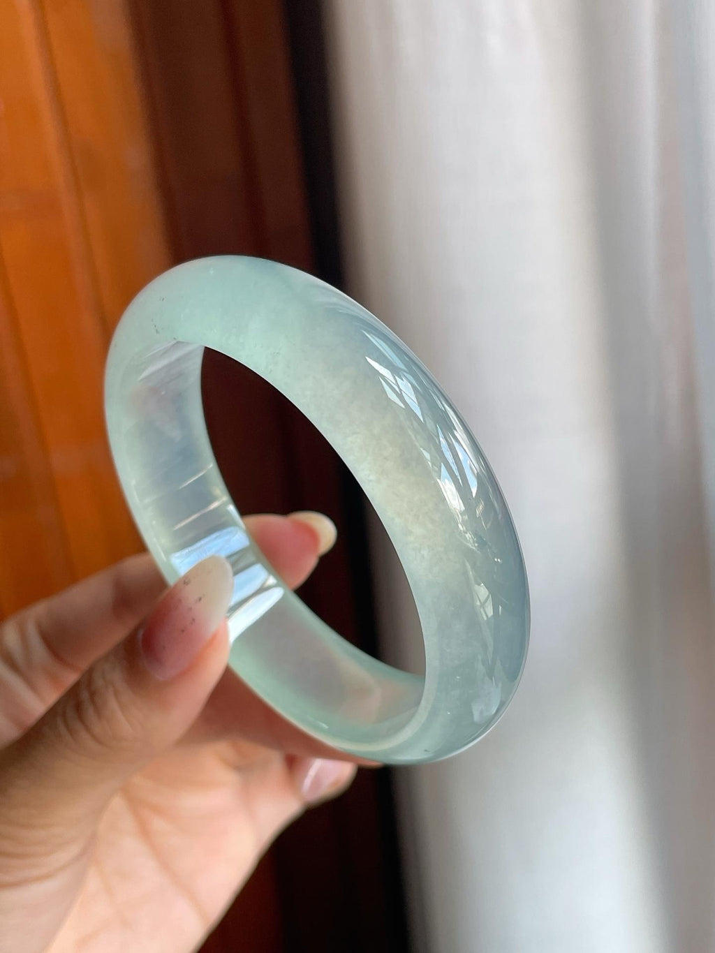 冰玻种晴底翡翠平安镯（57.3mm）（yc220813）