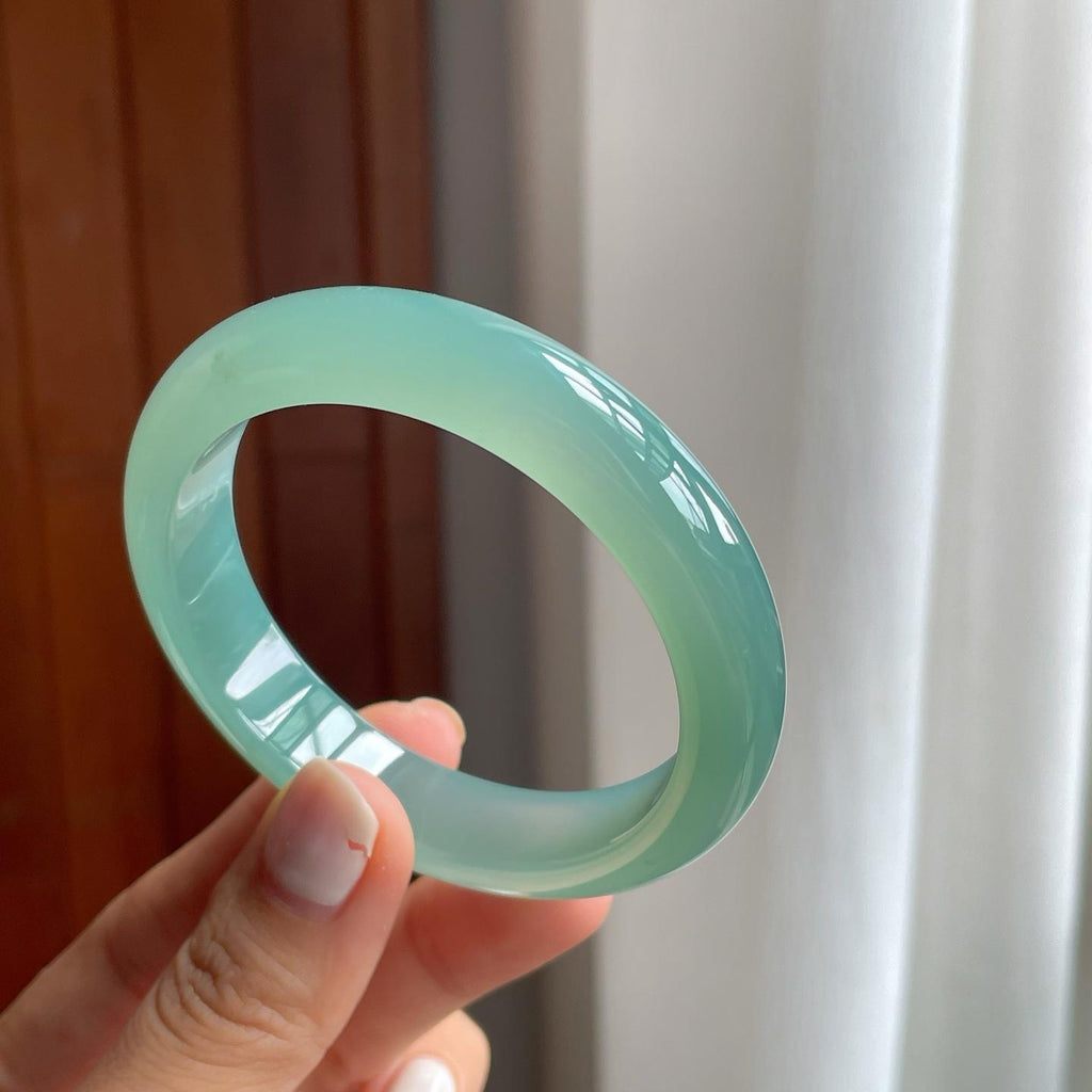 冰种蓝晴底翡翠平安镯（54.2mm）（yc257278）