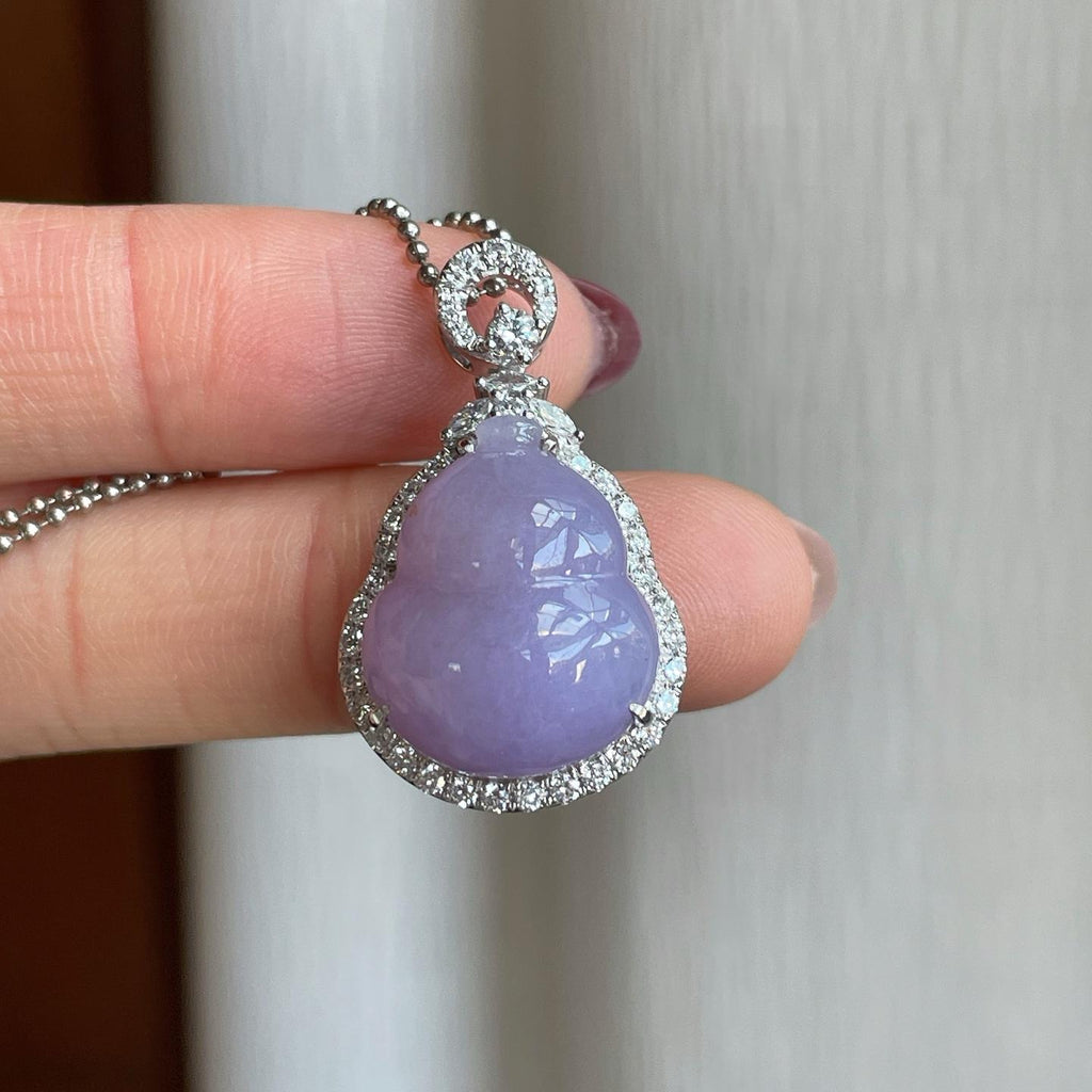 18k金钻镶糯冰紫罗兰翡翠葫芦（yc302436）