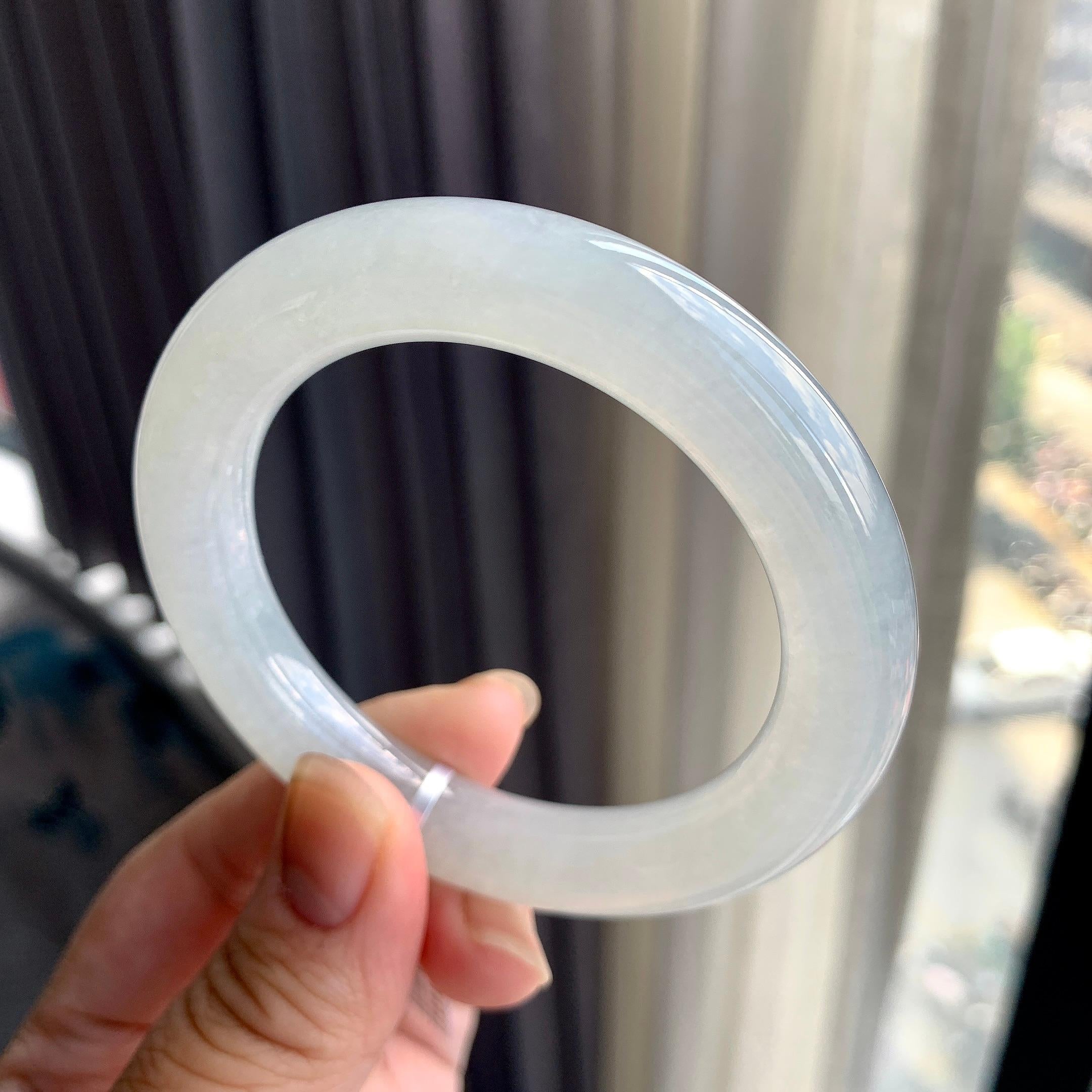 糯冰种无色圆条手镯（53.8mm）（yc225079）