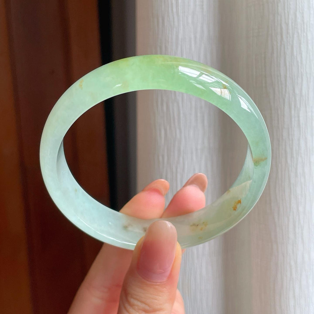 冰种晴底洒金翡翠平安镯（58mm）（yc354344）