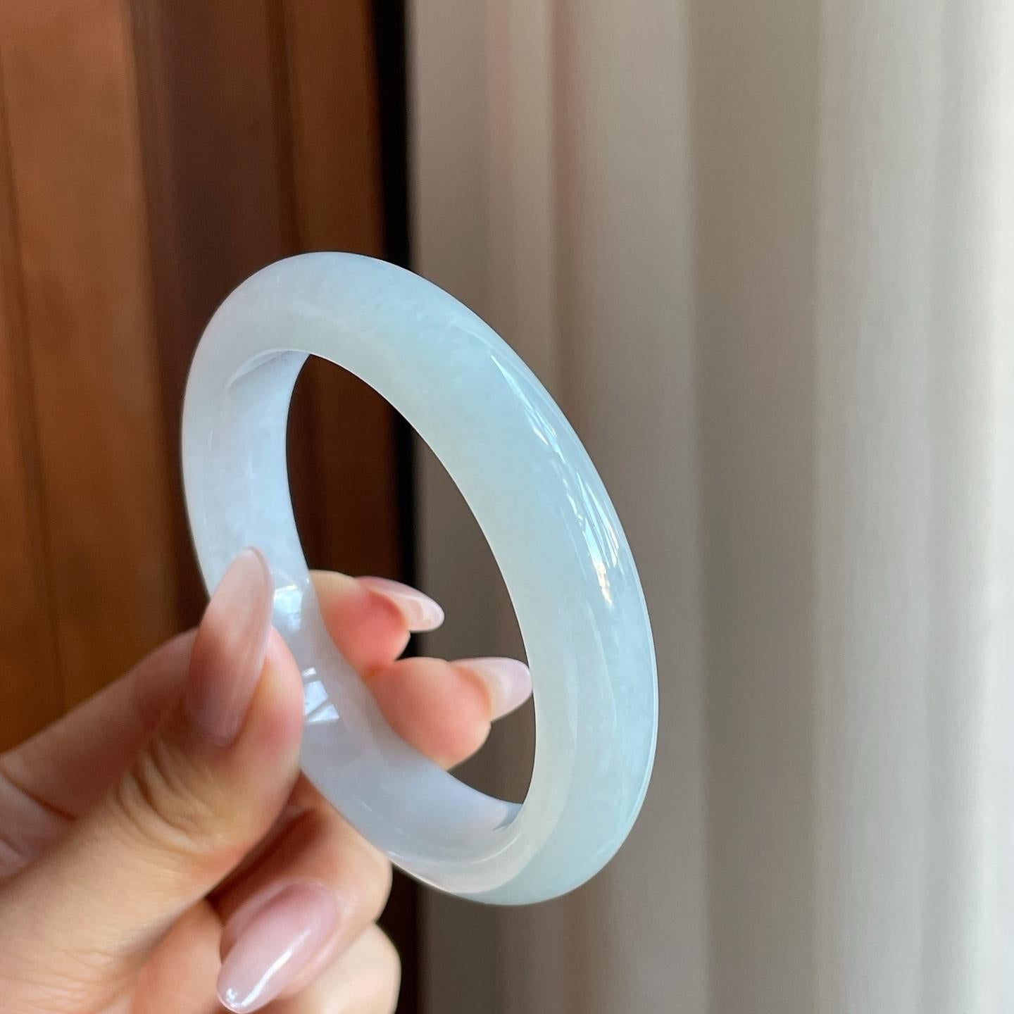 糯冰白月光翡翠平安镯（55.5mm）（yc277404）