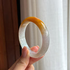 糯冰黄翡特色翡翠平安镯（54.4mm)（yc424330）