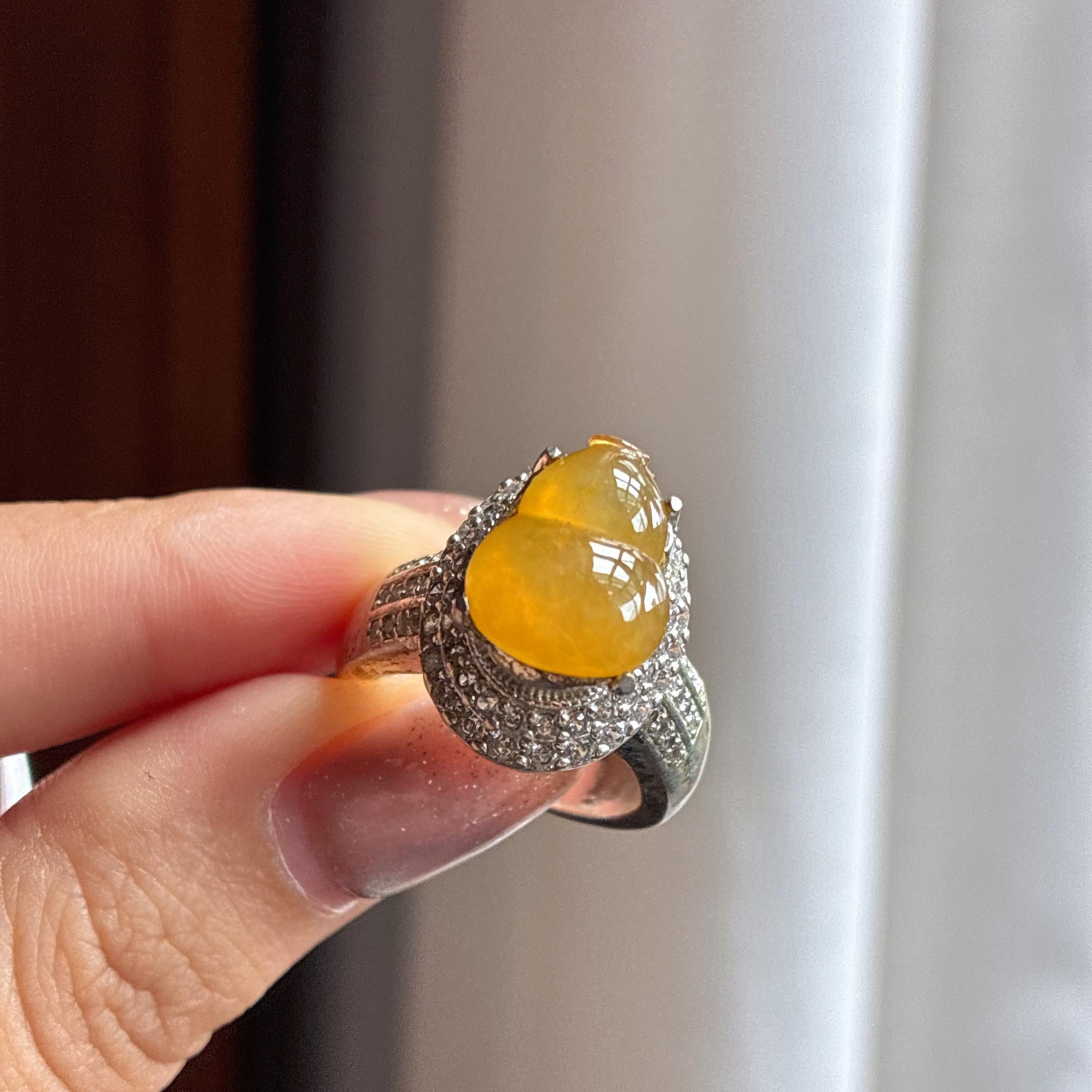 铜托冰种黄翡葫芦 天然缅甸A货翡翠（yc440884）