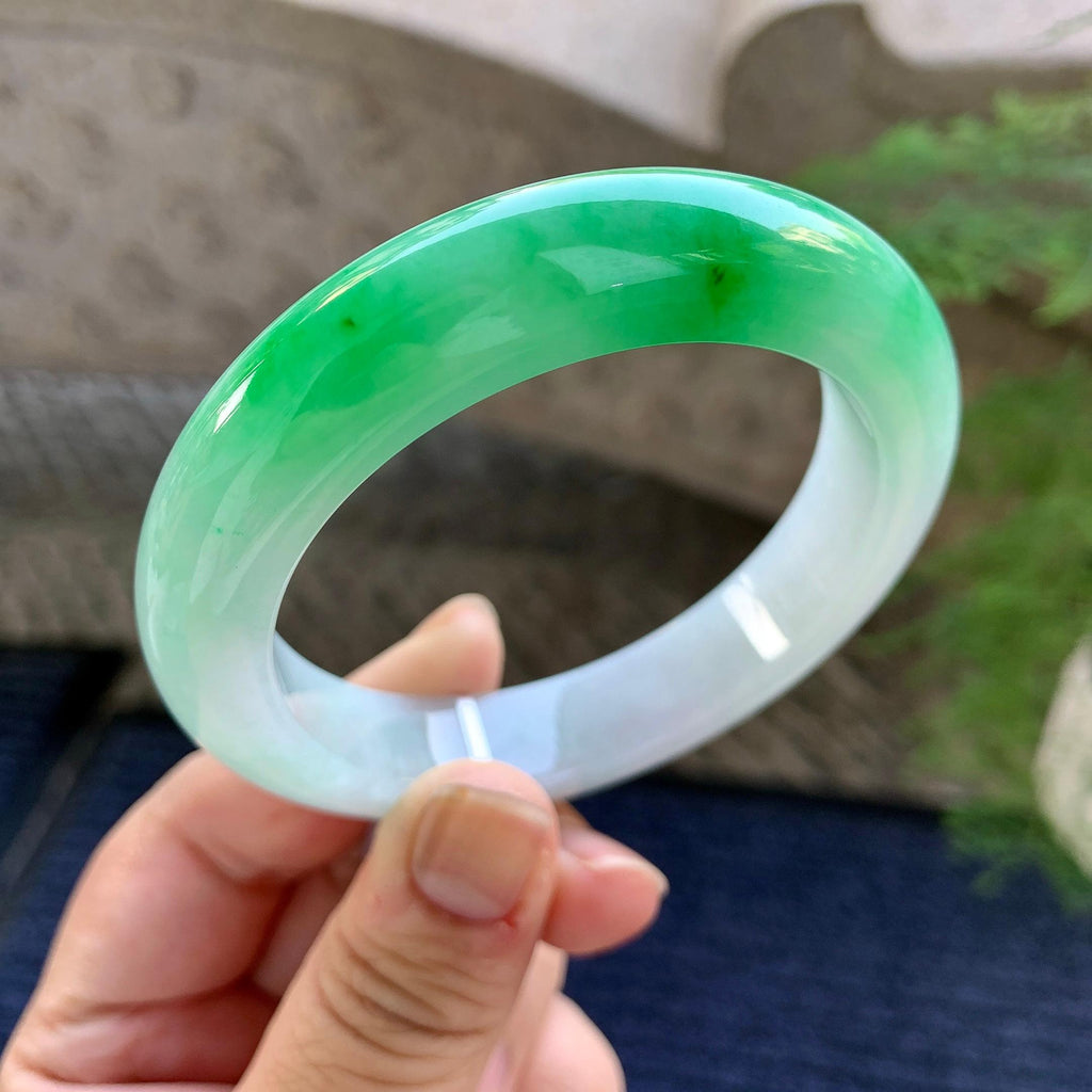 细糯种白底青平安镯（56.7mm）（yc249459）