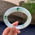 细糯种飘蓝花正圈平安镯 57.5圈口 天然缅甸A货翡翠（yc352948）
