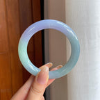 糯冰春带彩翡翠圆条手镯（56.4mm)（yc419574）
