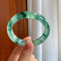 冰玻种飘花翡翠平安镯（56mm）（yc318593）