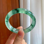 冰玻种飘花翡翠平安镯（56mm）（yc318593）
