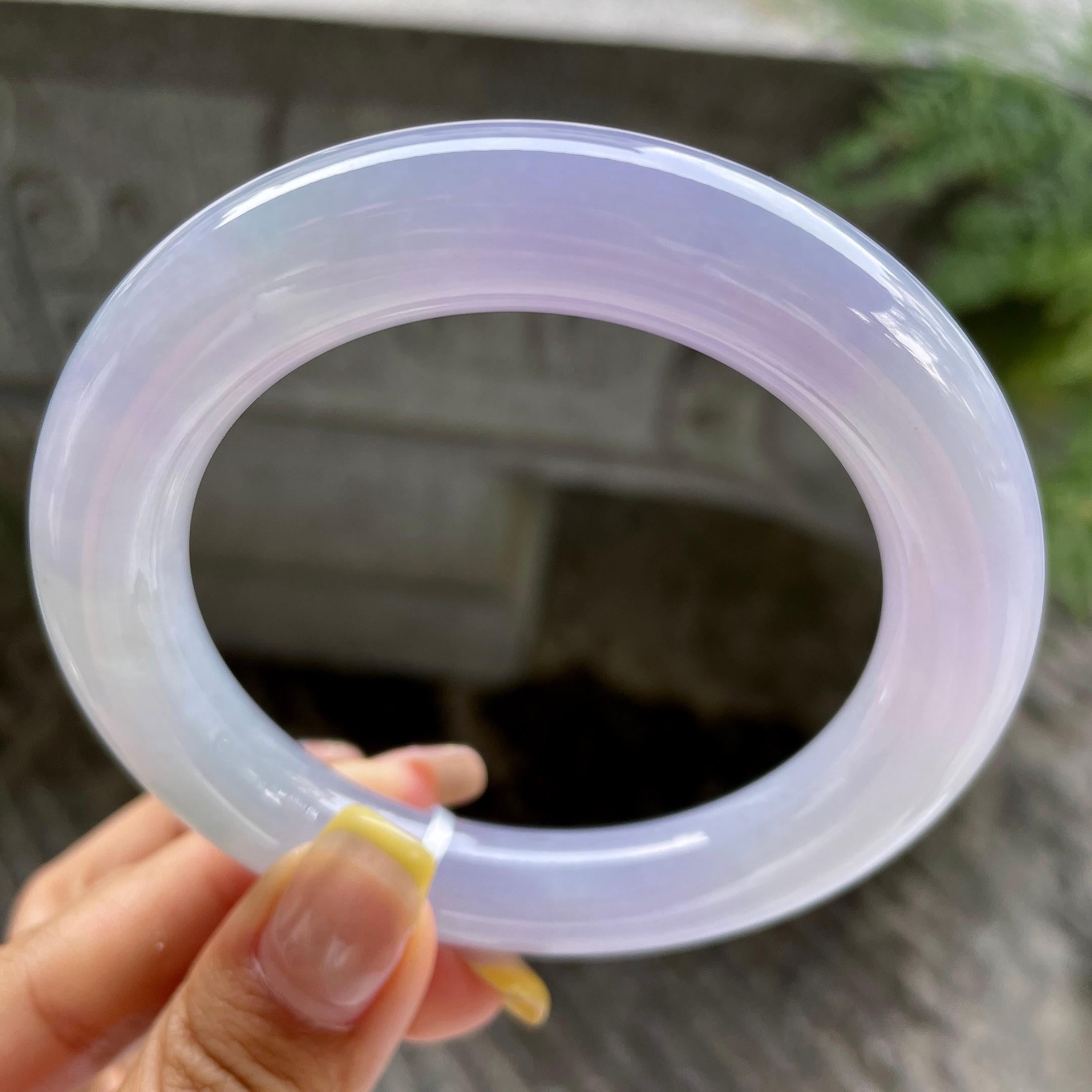 大圈口    细糯种紫罗兰圆条手镯59.1圈       天然缅甸A货翡翠（yc390016）