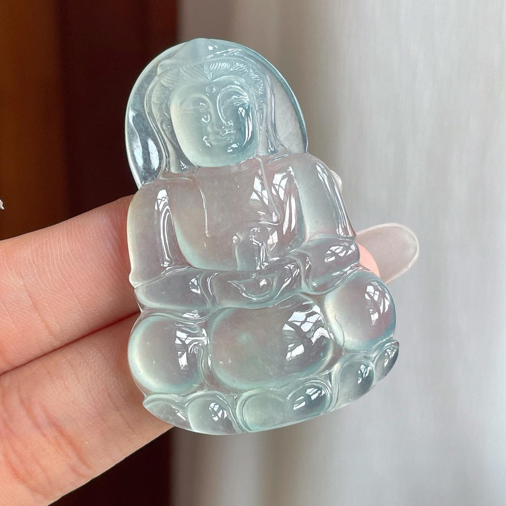 冰种淡晴底翡翠观音挂件（yc263557）