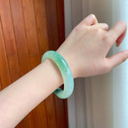 冰种飘花翡翠平安镯（59.7mm)（yc397553）