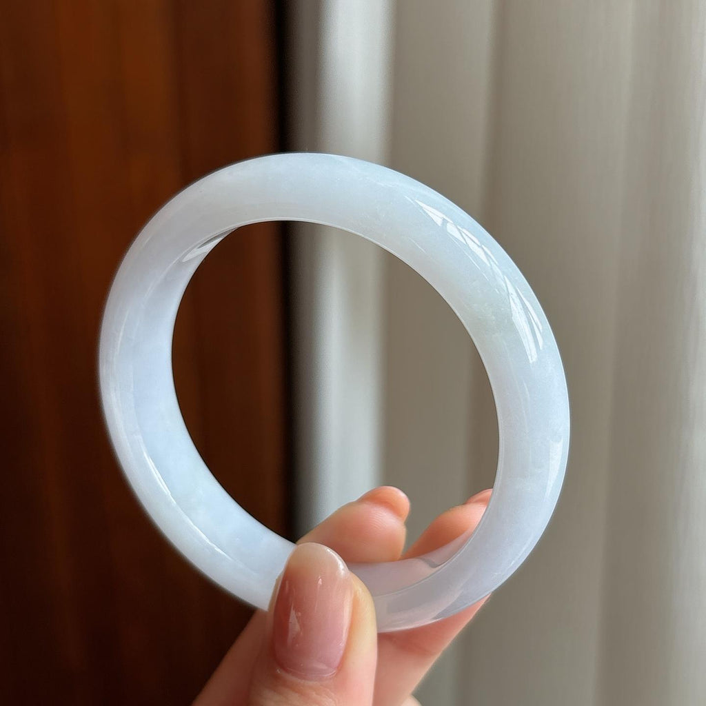 糯冰淡春底翡翠平安镯（54mm）（yc333065）