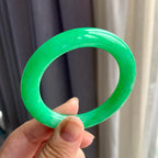 细糯种满阳绿圆条手镯（53.8mm）（yc195911）
