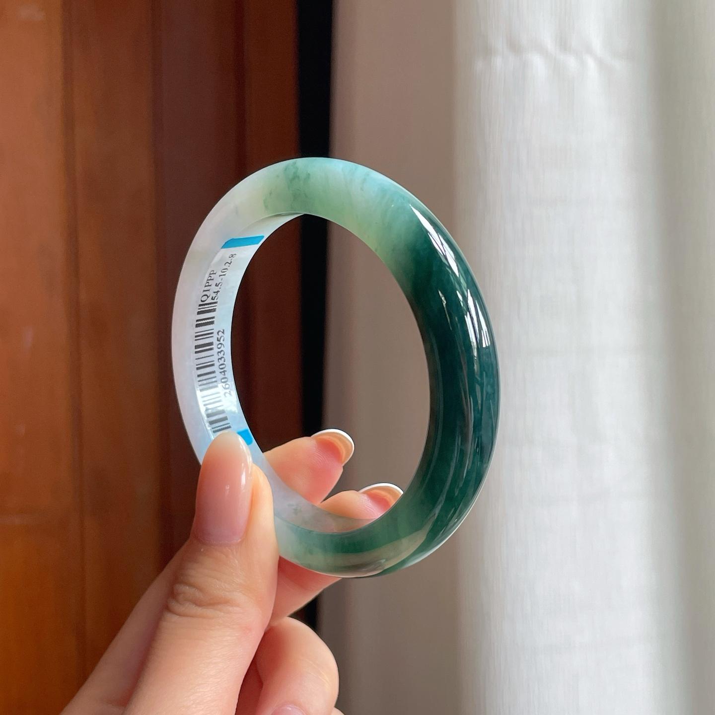 糯冰半山半水翡翠平安镯（54.2mm)（yc374242）