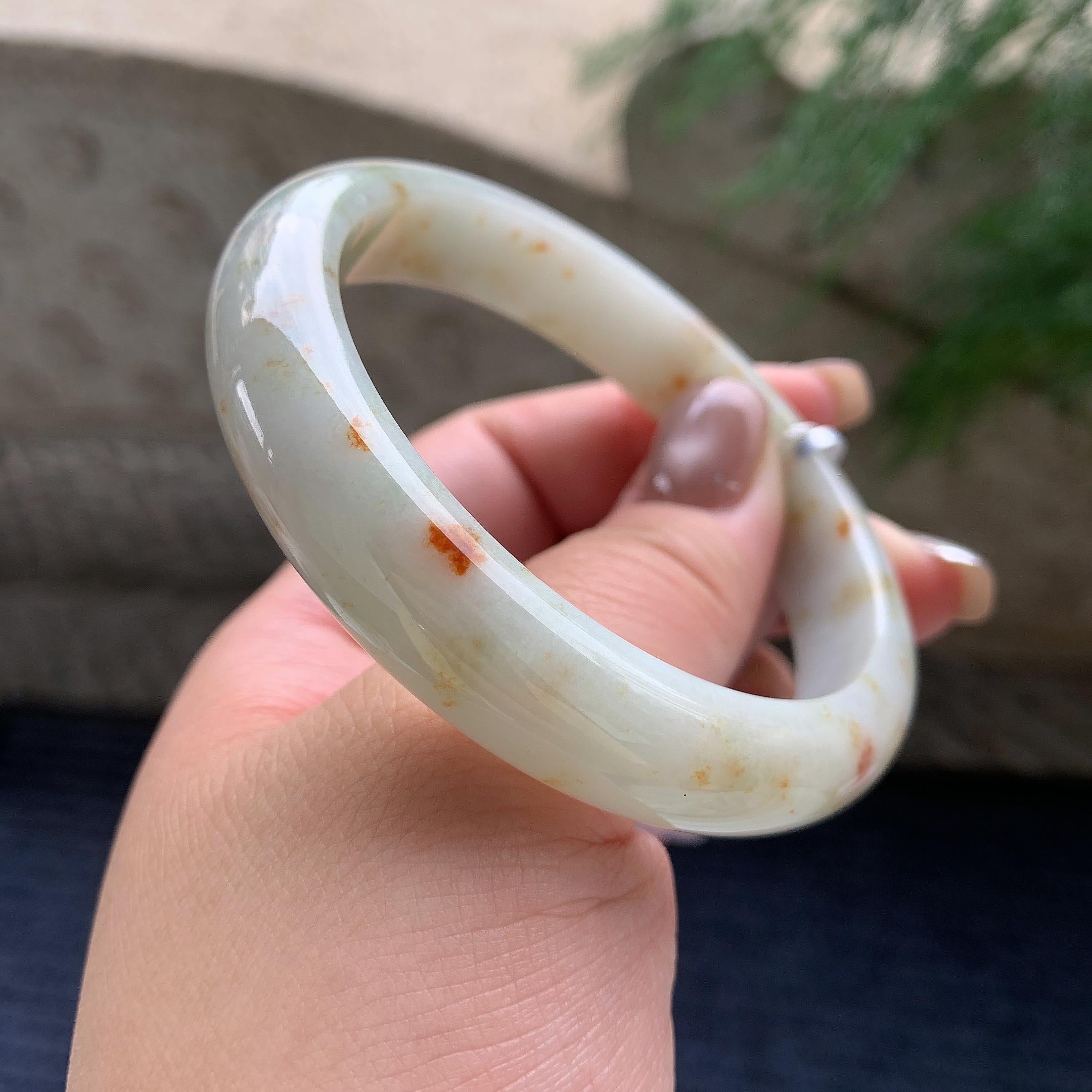 细糯种洒金正圈平安镯  60圈口  天然缅甸A货翡翠（yc423829）