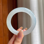 糯冰白月光翡翠圆条手镯（54.5mm)（yc406767）