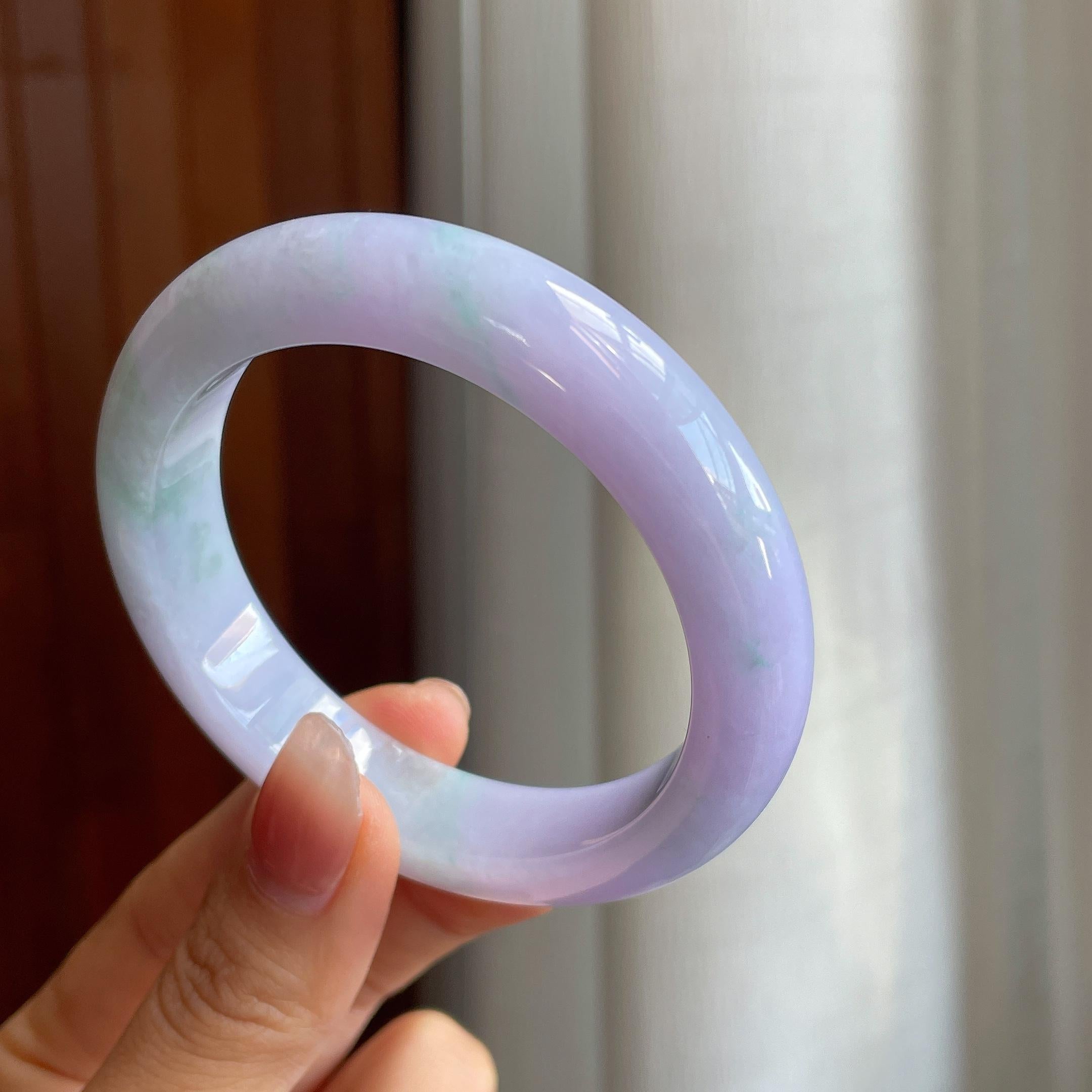 糯冰种春带彩翡翠平安镯（56.6mm)（yc316092）