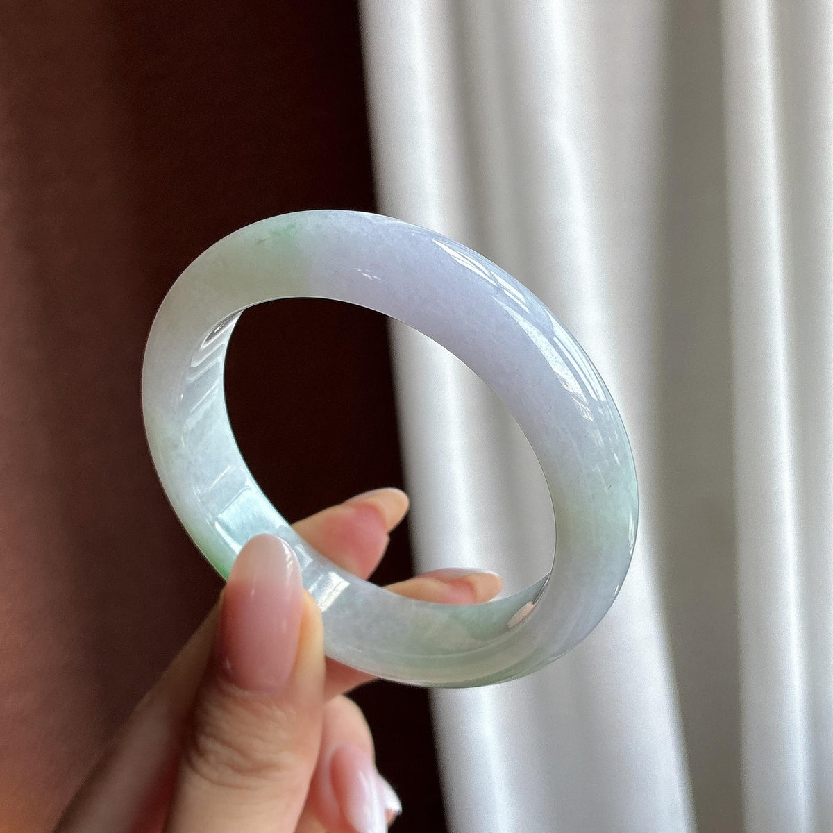 小圈口 糯冰春带彩正圈平安镯 52圈（yc732862）