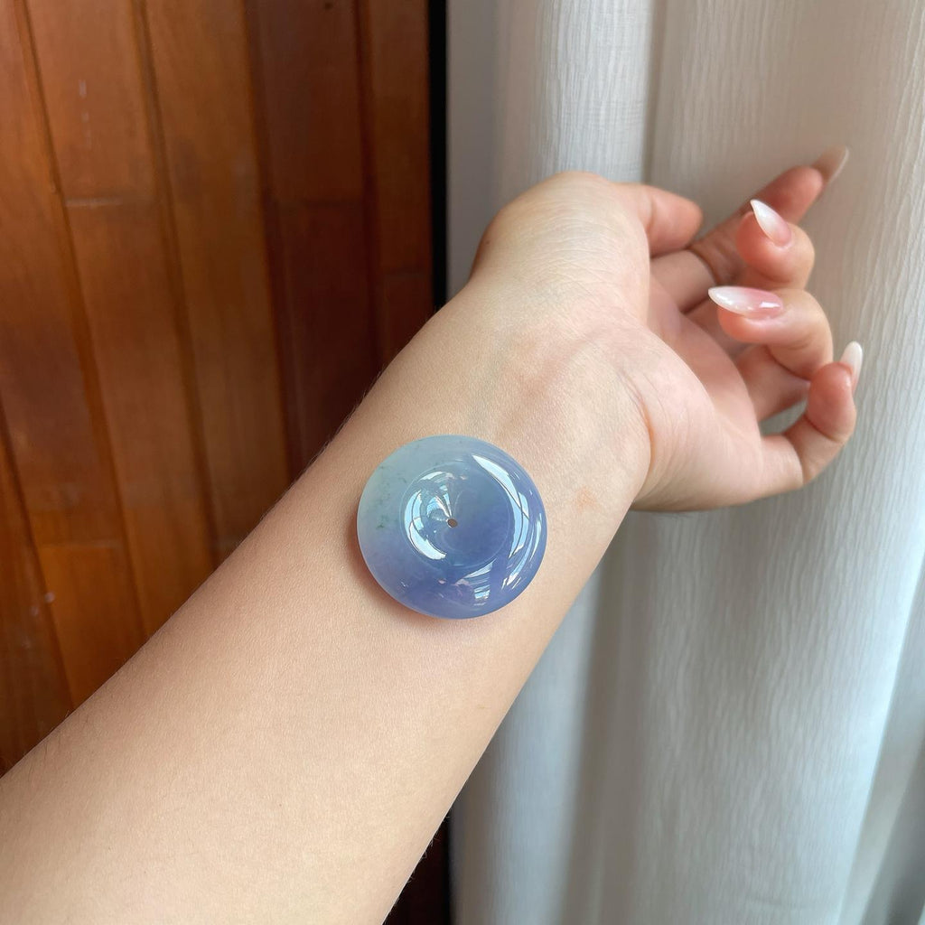 糯冰紫罗兰飘花翡翠平安扣（yc261411）