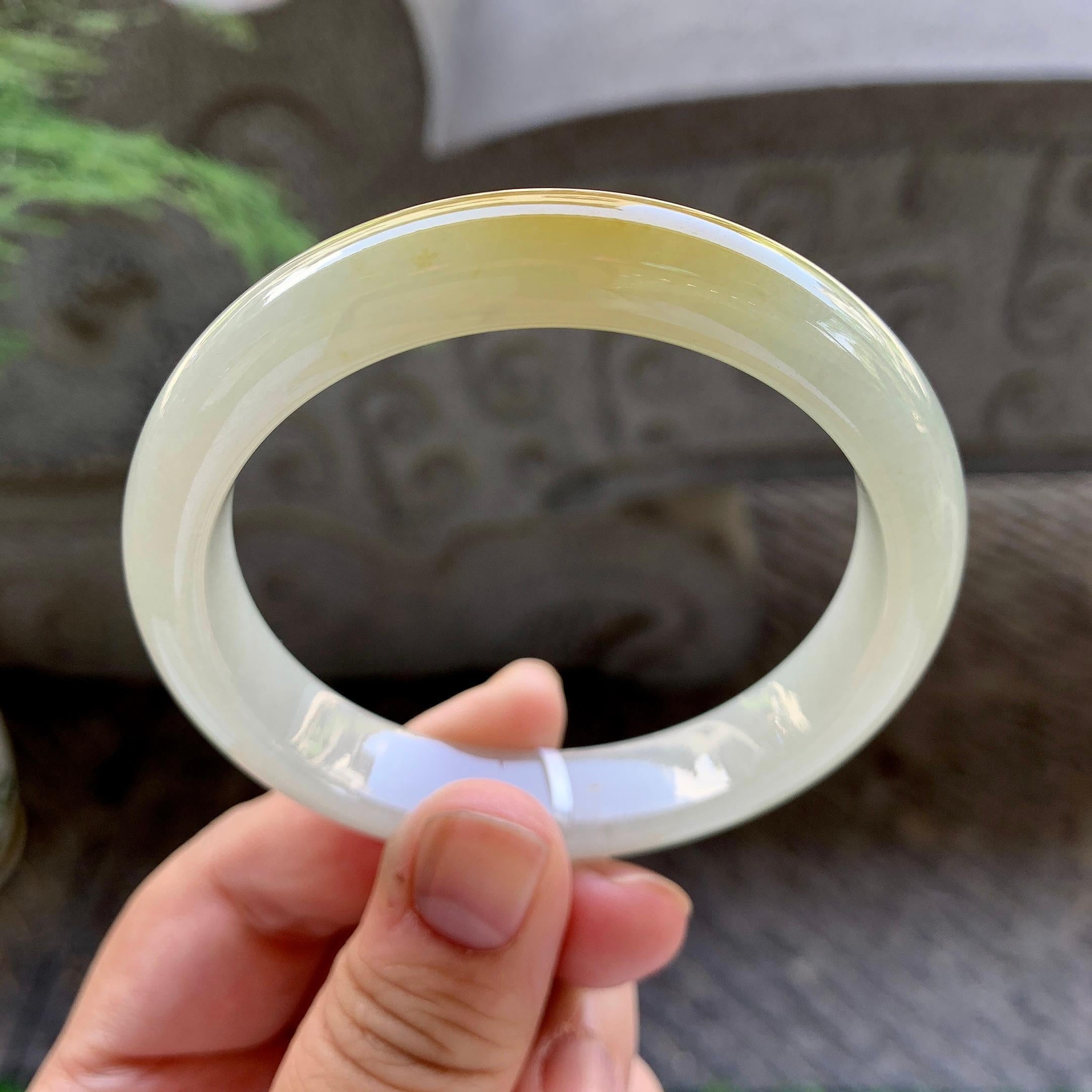 细糯种黄翡平安镯（57.5mm）（yc199583）
