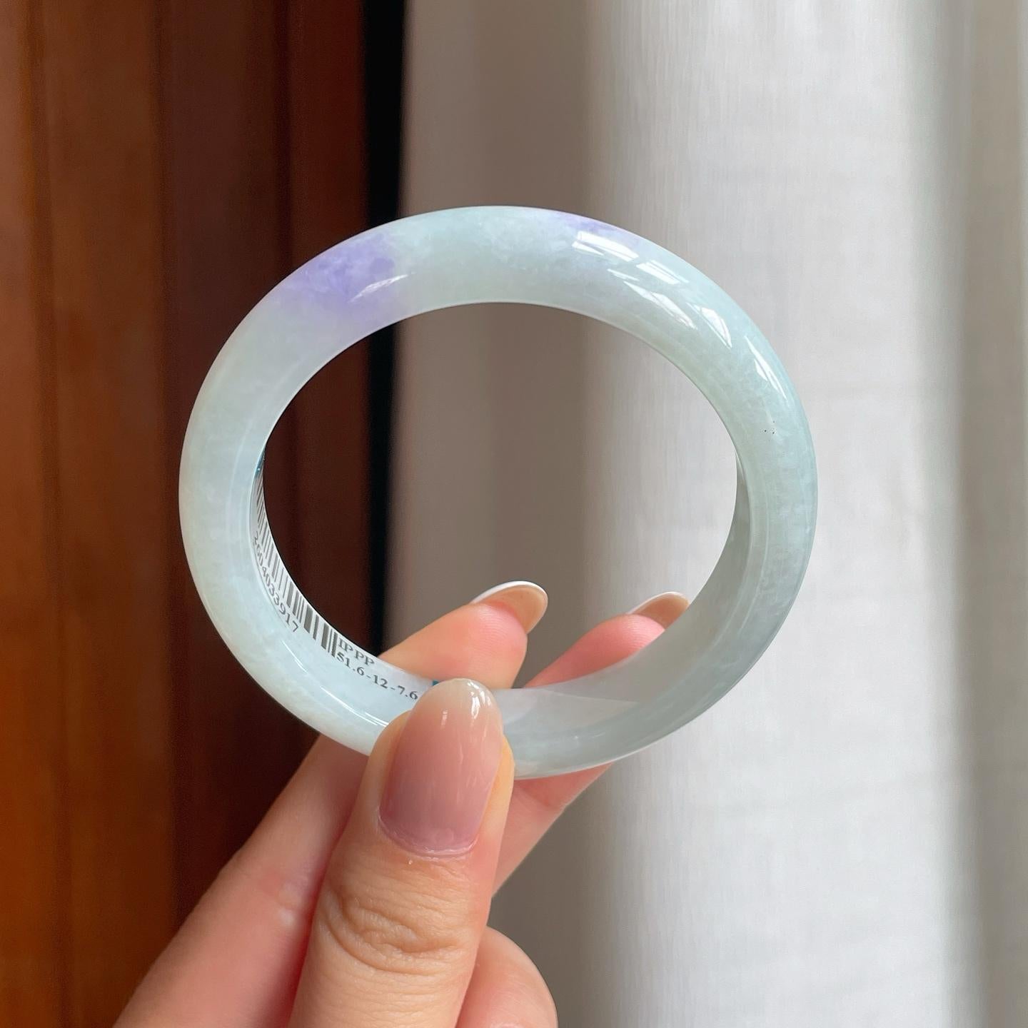 糯冰带紫翡翠平安镯（52mm)（yc374212）