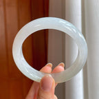 冰种飘黄翡翠平安镯（59.5mm)（yc376756）