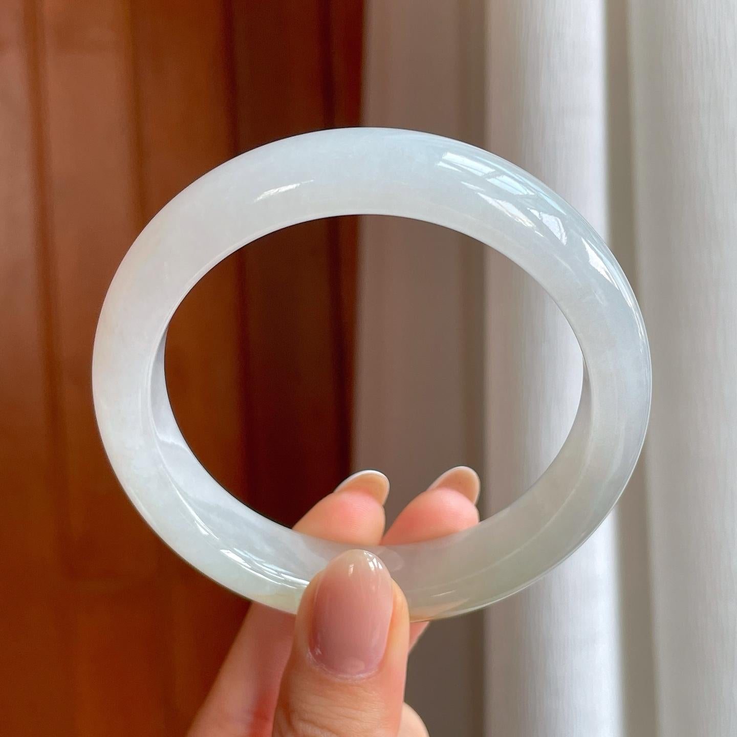 冰种飘黄翡翠平安镯（59.5mm)（yc376756）