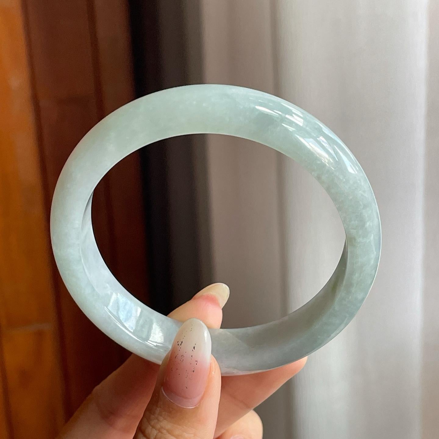 细糯种带底色翡翠平安镯（58.8mm）（yc220247）