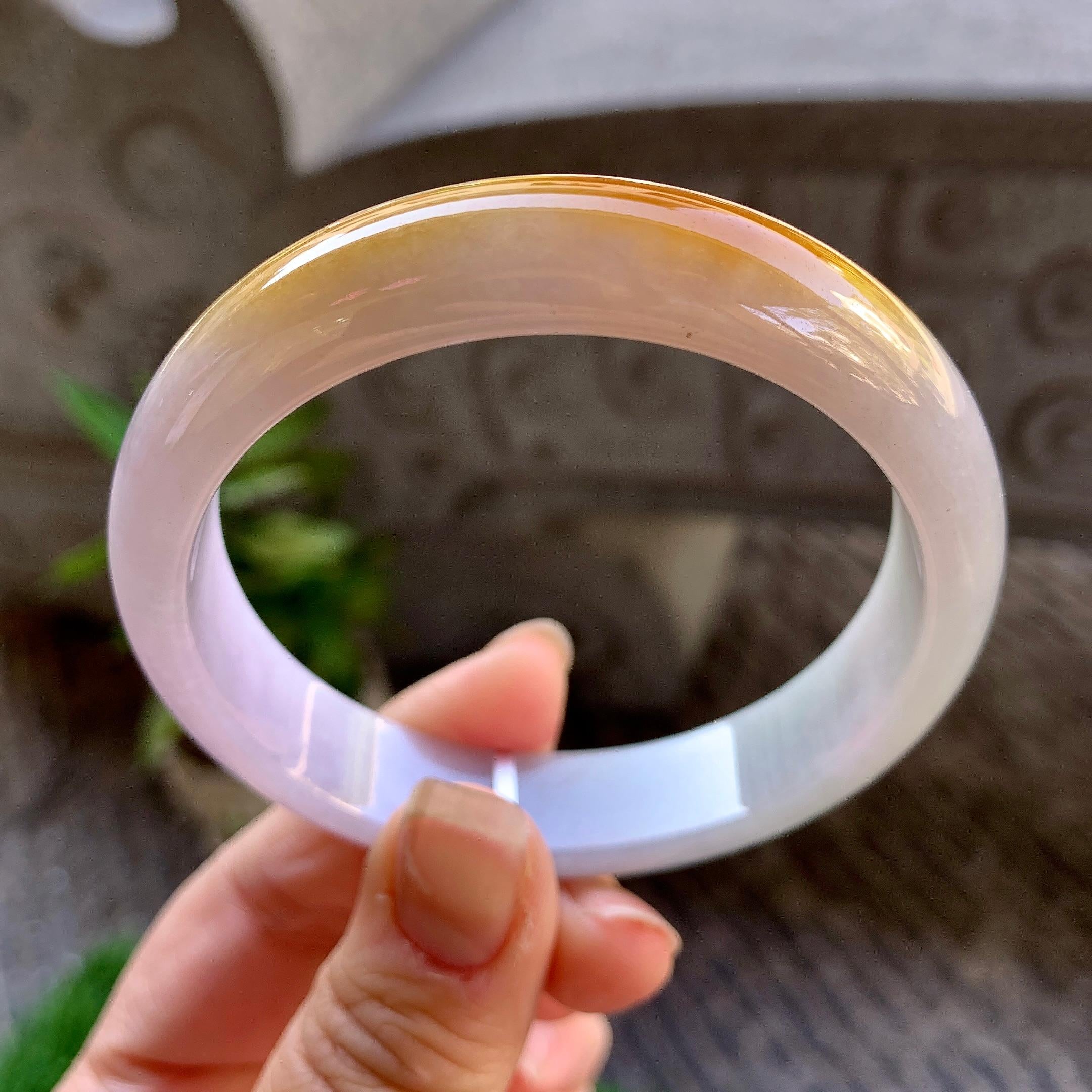 细糯种黄翡平安镯（57.7mm）（yc307302）