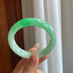 糯冰带色翡翠平安镯（55.5mm）（yc274561）