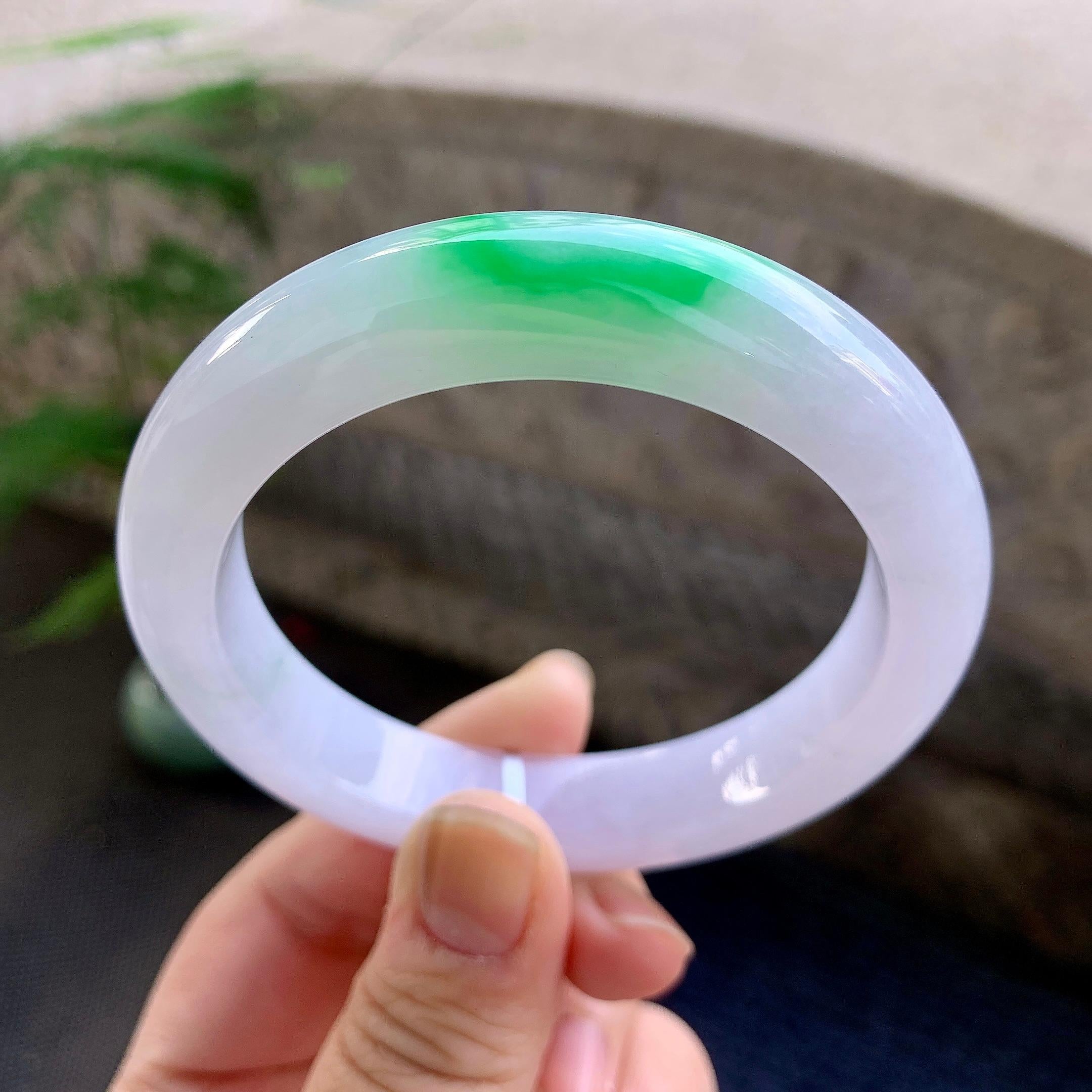 细糯种飘绿平安镯（57.6mm）（yc264528）