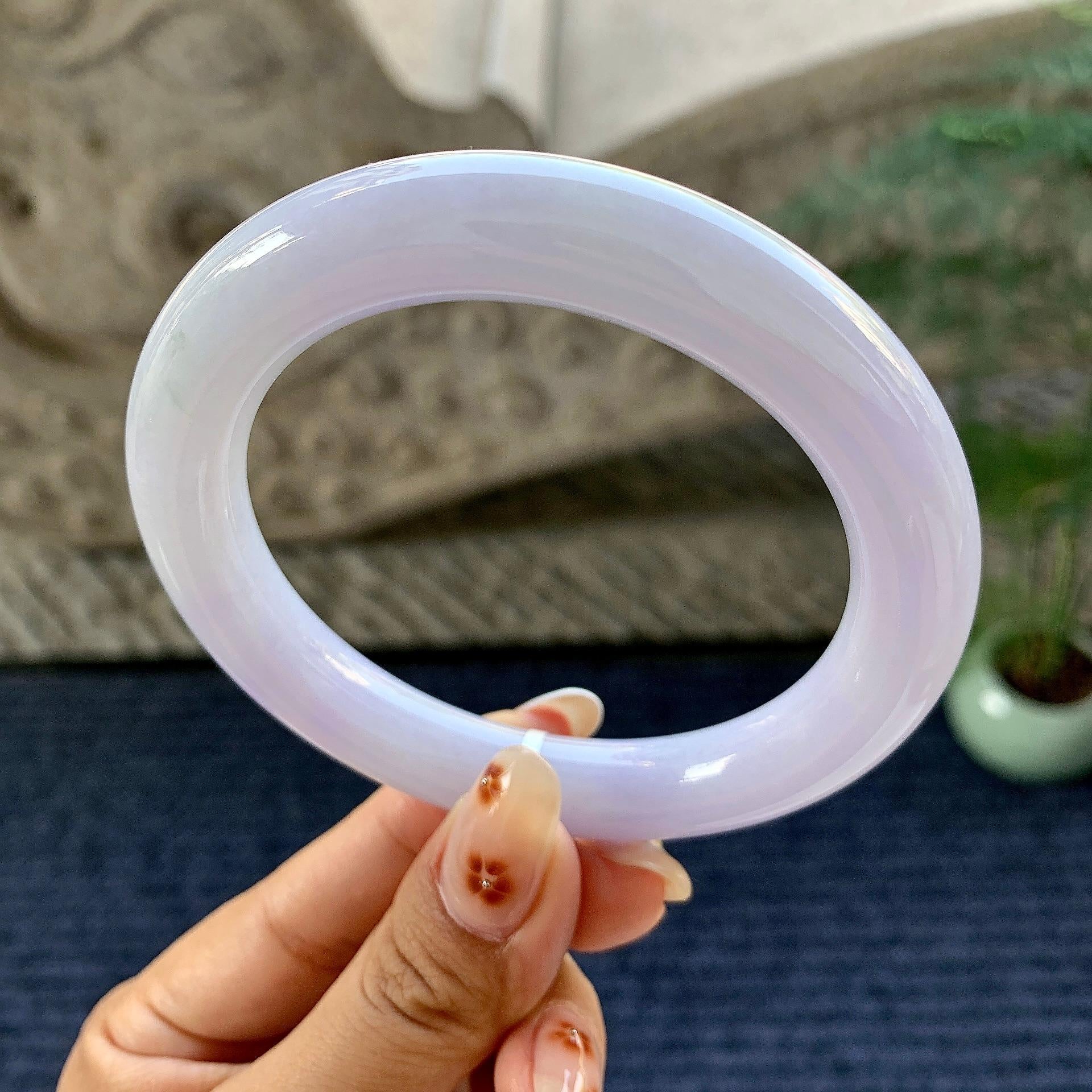 细糯种淡紫罗兰圆条手镯（59.8mm）（yc249450）