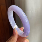 糯冰种紫罗兰翡翠平安镯（57mm）（yc204374）