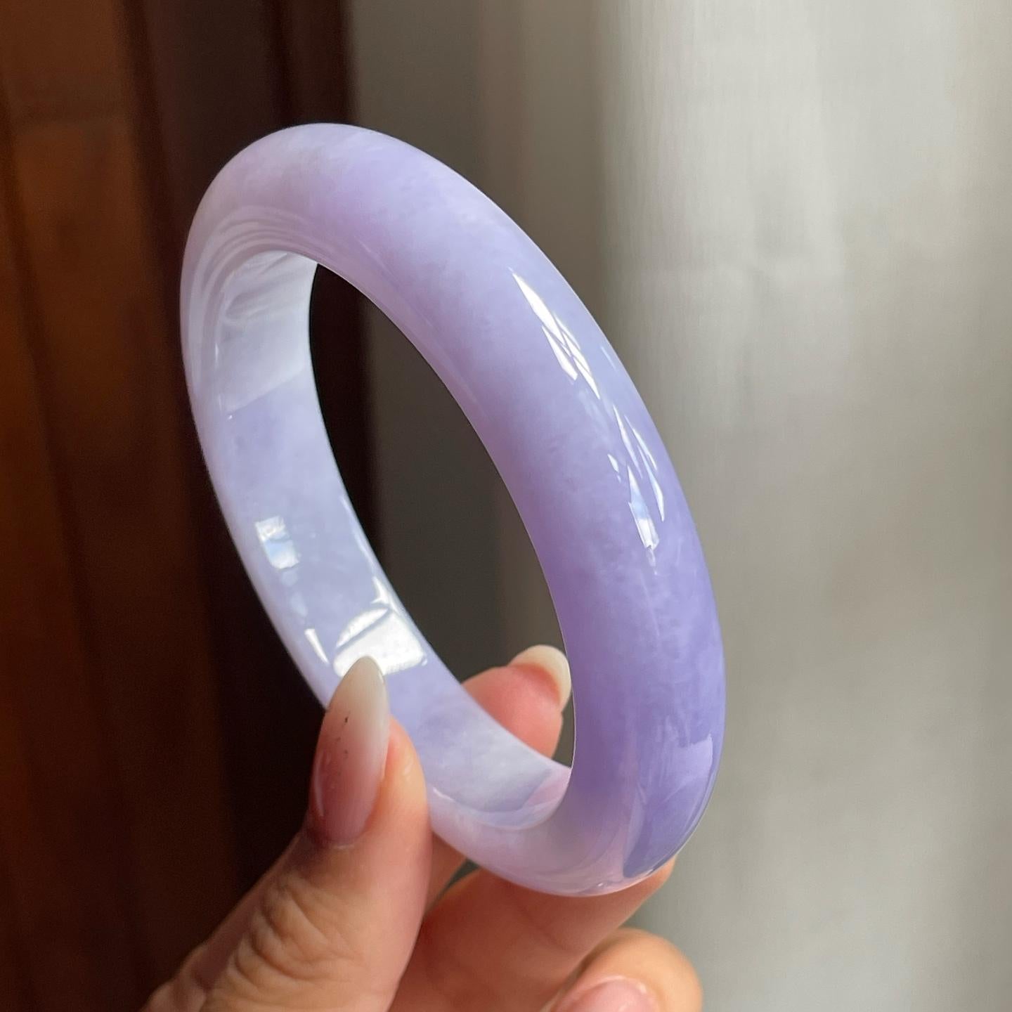 糯冰种紫罗兰翡翠平安镯（57mm）（yc204374）
