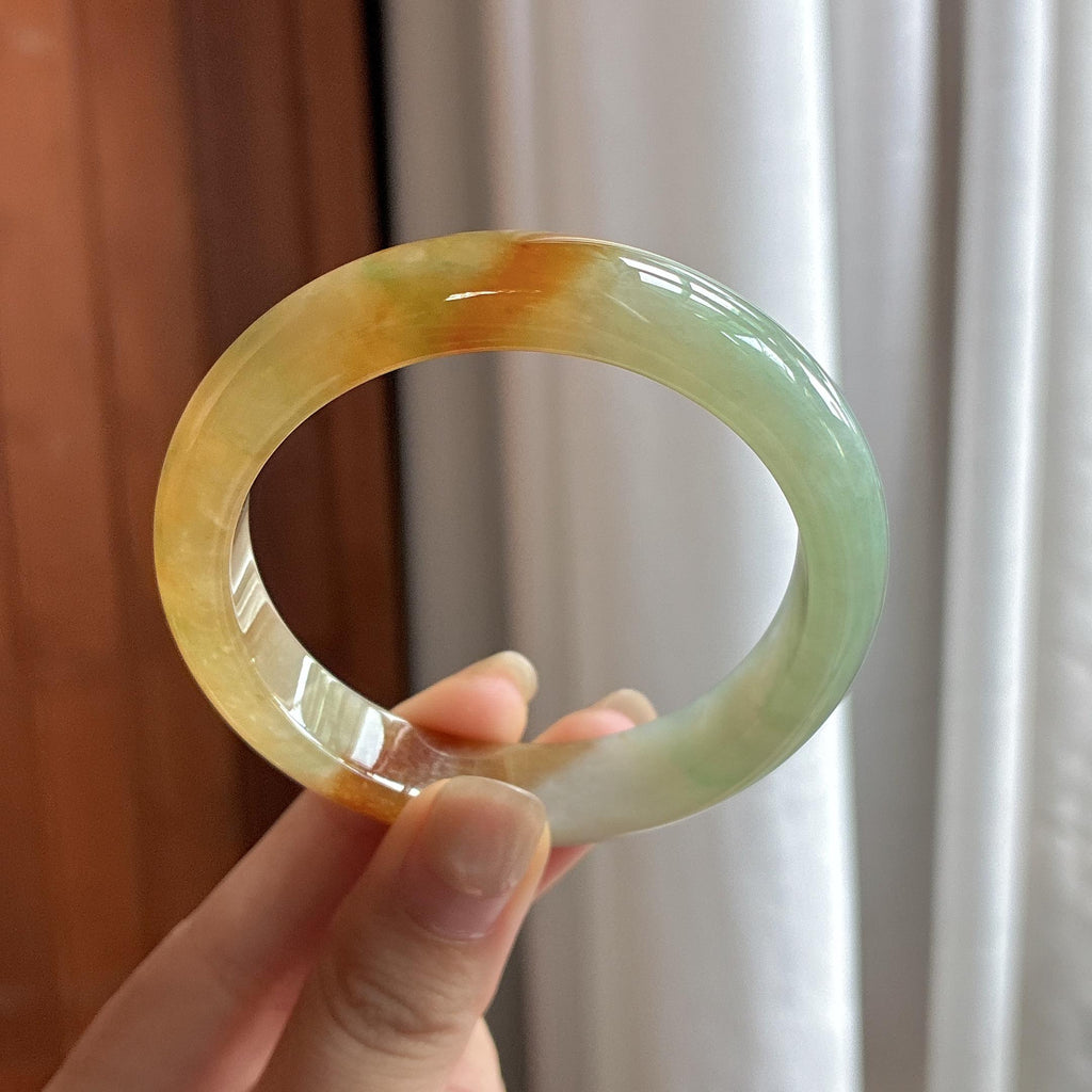 糯冰种黄翡特色正圈平安镯 53圈 天然缅甸A货翡（yc484492）