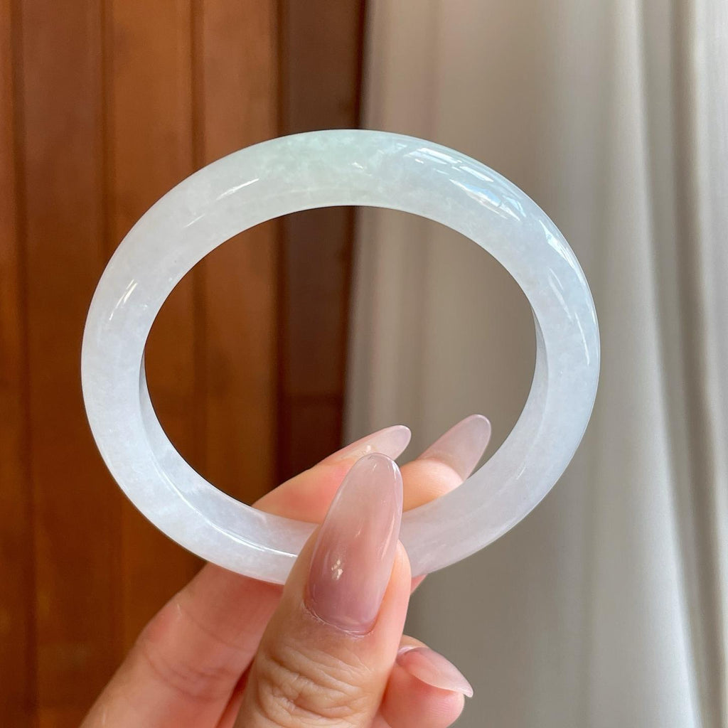 糯冰淡春底翡翠平安镯（53mm）（yc278064）