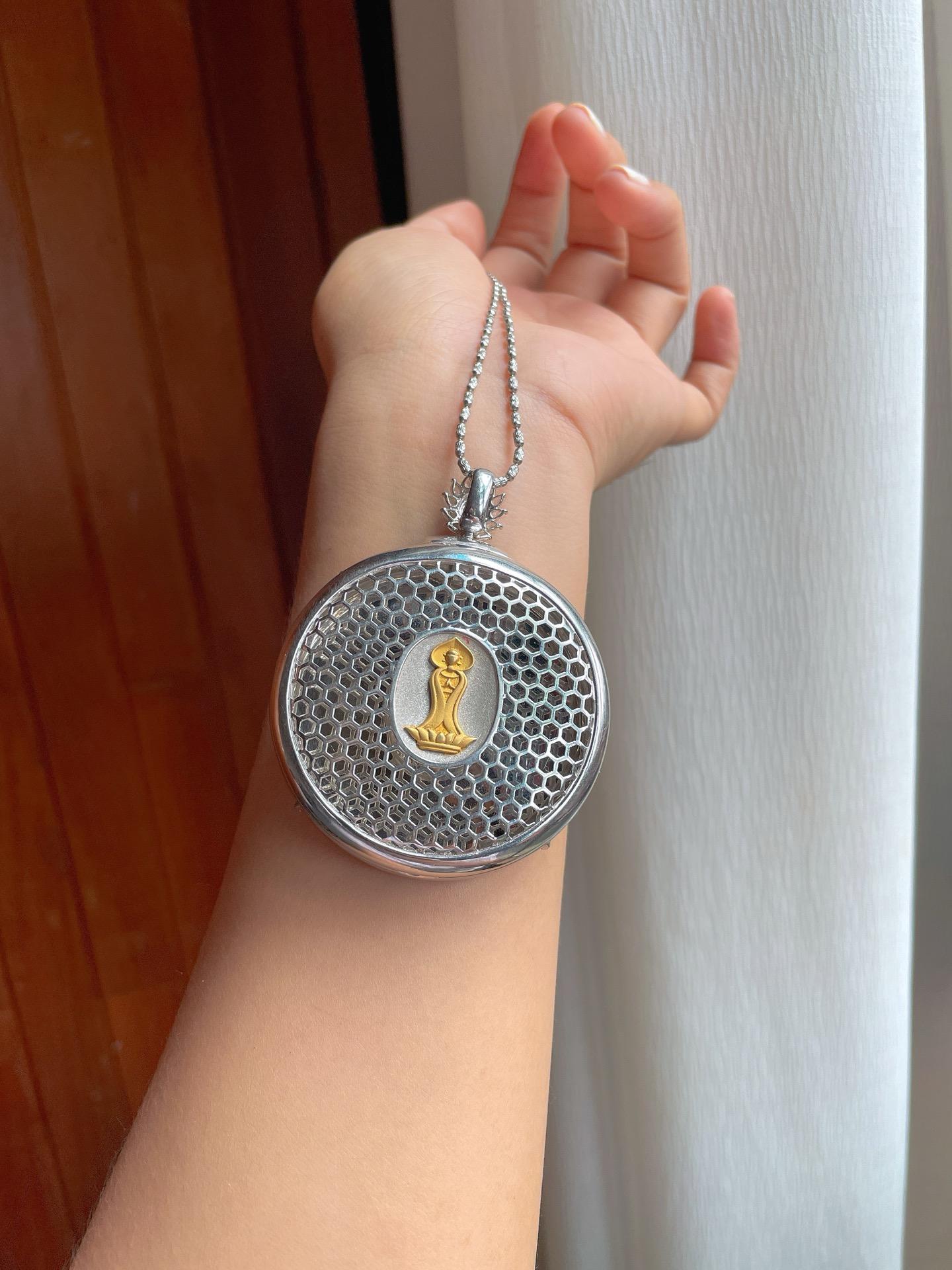 18k金镶冰种黄翡翡翠观音（yc248491）