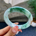 细糯种飘绿飘黄翡正圈平安镯54.6圈        天然缅甸A货翡翠（yc444675）