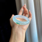 冰种飘花翡翠平安镯（53.5mm）（yc293561）