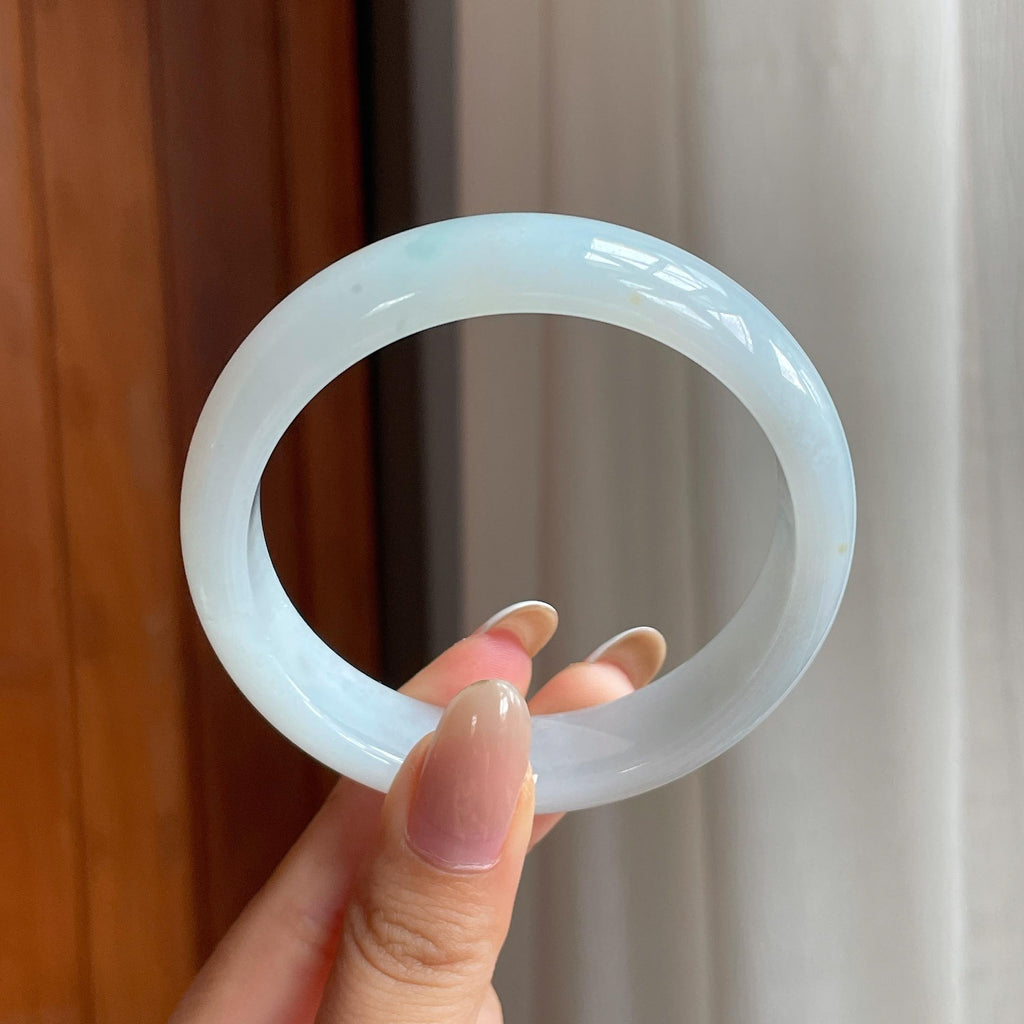 糯冰白月光洒金翡翠平安镯（58.2mm)（yc414510）