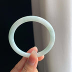 糯冰淡底色翡翠圆条手镯（55mm)（yc334656）
