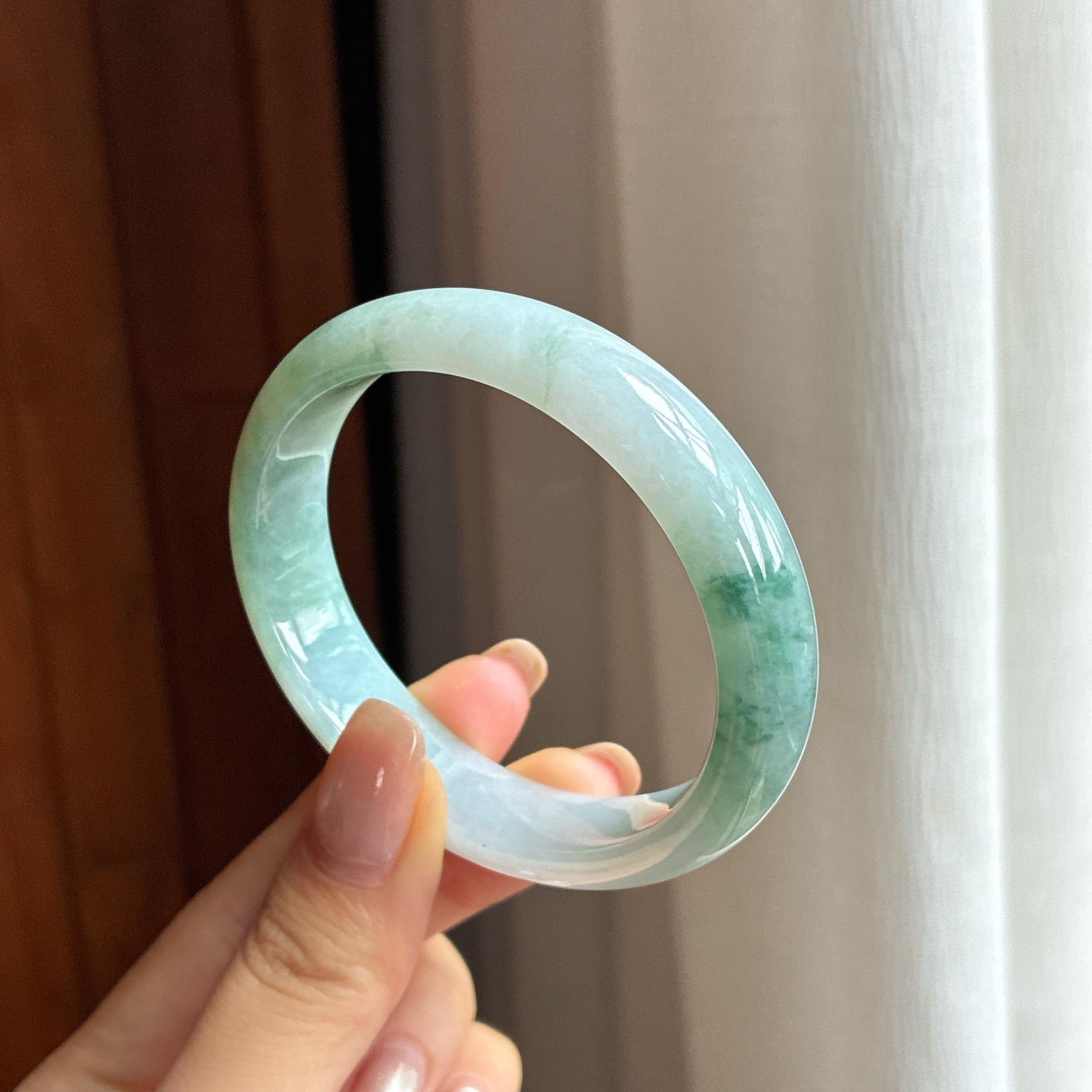 糯种飘花翡翠贵妃镯 55圈（yc435328）